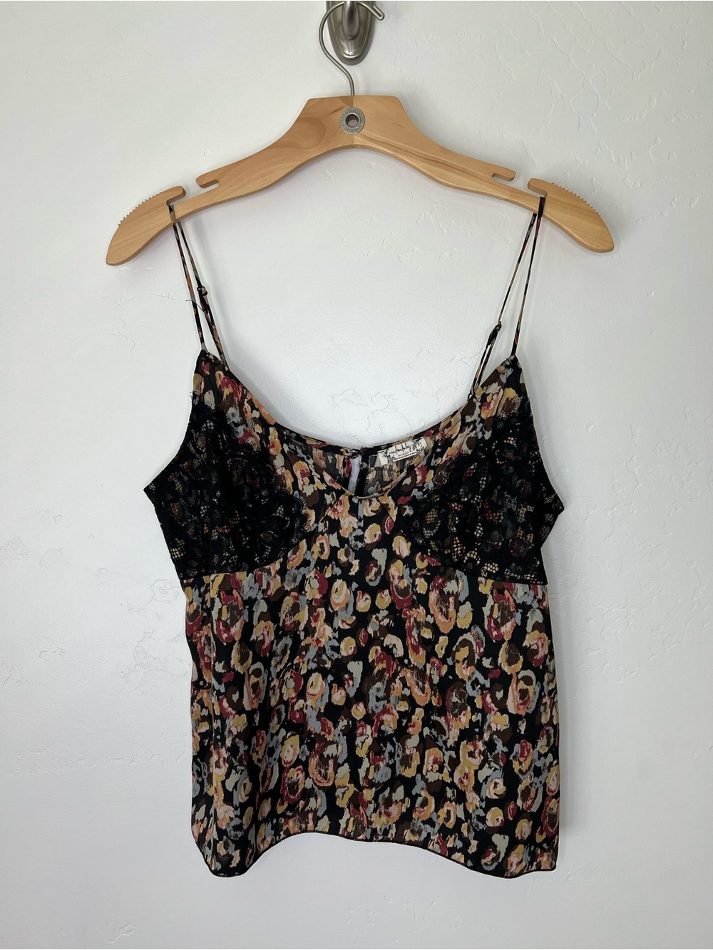 Free People Black Floral Lace-Trim Cami